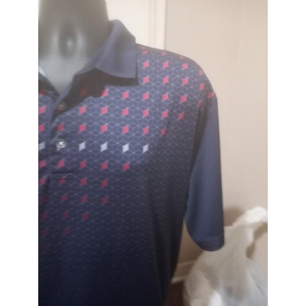 Callaway Polo Shirt Men Large L Blue Opti Dri Short Sleeve Golf AOP Diamond - Picture 4 of 10